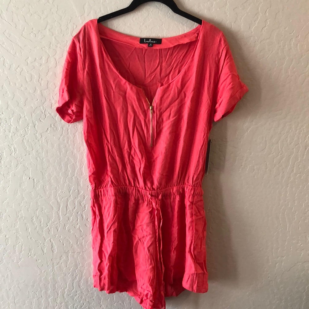 Bright coral pink romper